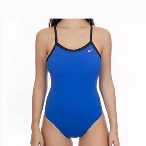 Nike Women’s Bright Blue One-Piece Swimsuit with Black Trim Size 8